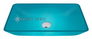 Polaris turquoise Square Glass Vessel Sink