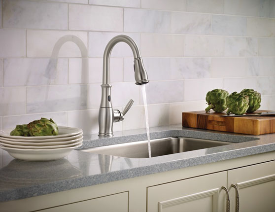 Brantford with MotionSense Spot Resist stainless one-handle high arc pulldown kitchen faucet