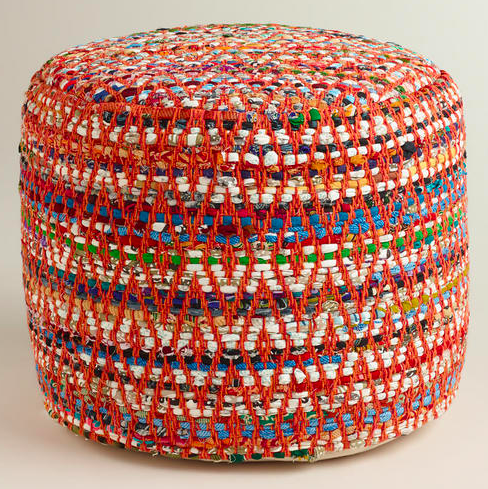 Multi-Color Round Chindo Pouf, World Market