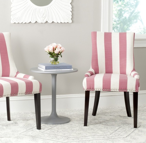  Safavieh Lester Pink/ White Stripe Dining Chair (Set of 2), Available via Overstock.com