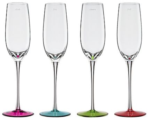 Say the Word Colored Flutes, Kate Spade (engravings read: clink, fizz, cheers, pop)